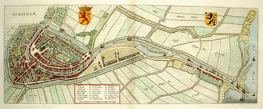 Schiedam stadsplattegrond J. Blaeu 1649