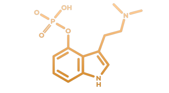 Psilocybin-Molekül orangebraun - Therapie mit Psychedelika