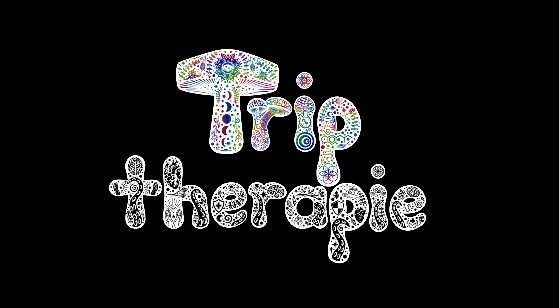 Trip-Therapie-Logo schwarzer Hintergrund - Therapie mit Psychedelika